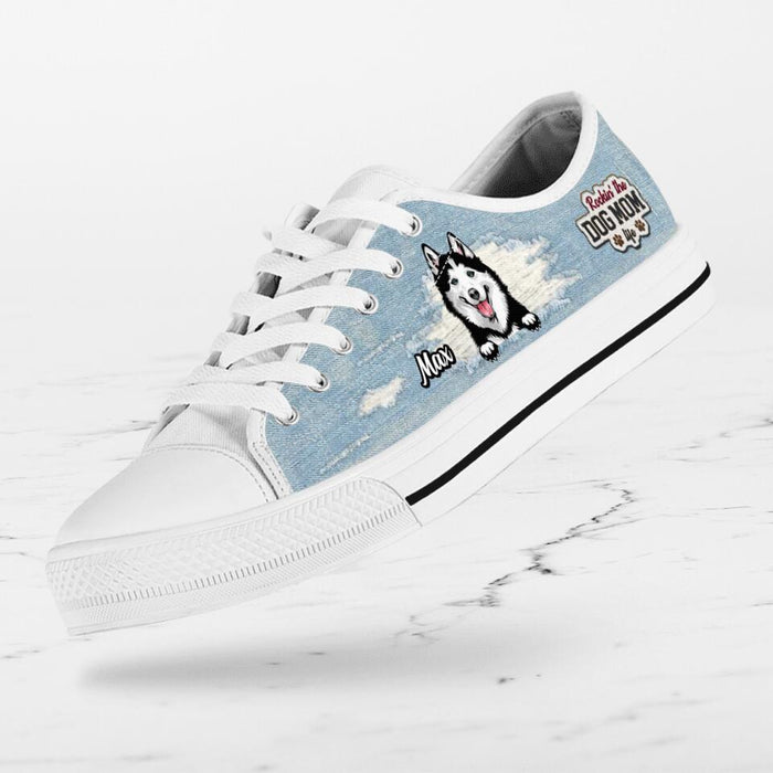 Custom Personalized Dog Mom Sneakers - Upto 3 Dogs - Gift Idea For Dog Lovers  - Rockin' The Dog Mom Life