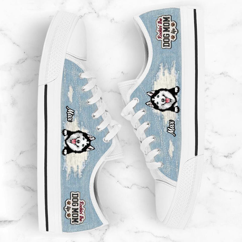 Personalized Dog Mom Sneakers - Up to 3 Dogs - Gift Idea For Dog Lovers  - Rockin' The Dog Mom Life
