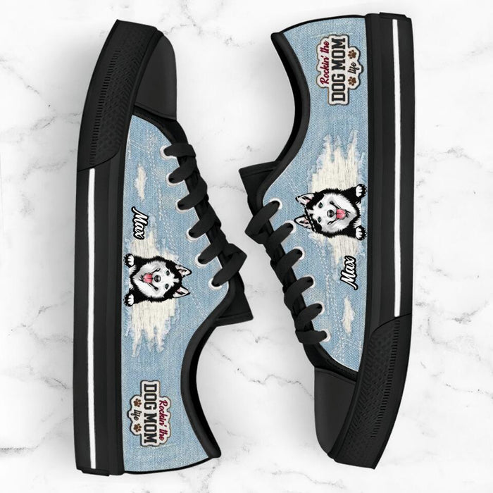 Custom Personalized Dog Mom Sneakers - Upto 3 Dogs - Gift Idea For Dog Lovers  - Rockin' The Dog Mom Life