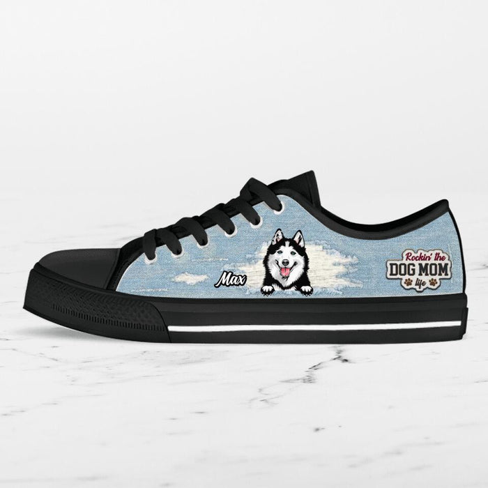 Custom Personalized Dog Mom Sneakers - Upto 3 Dogs - Gift Idea For Dog Lovers  - Rockin' The Dog Mom Life