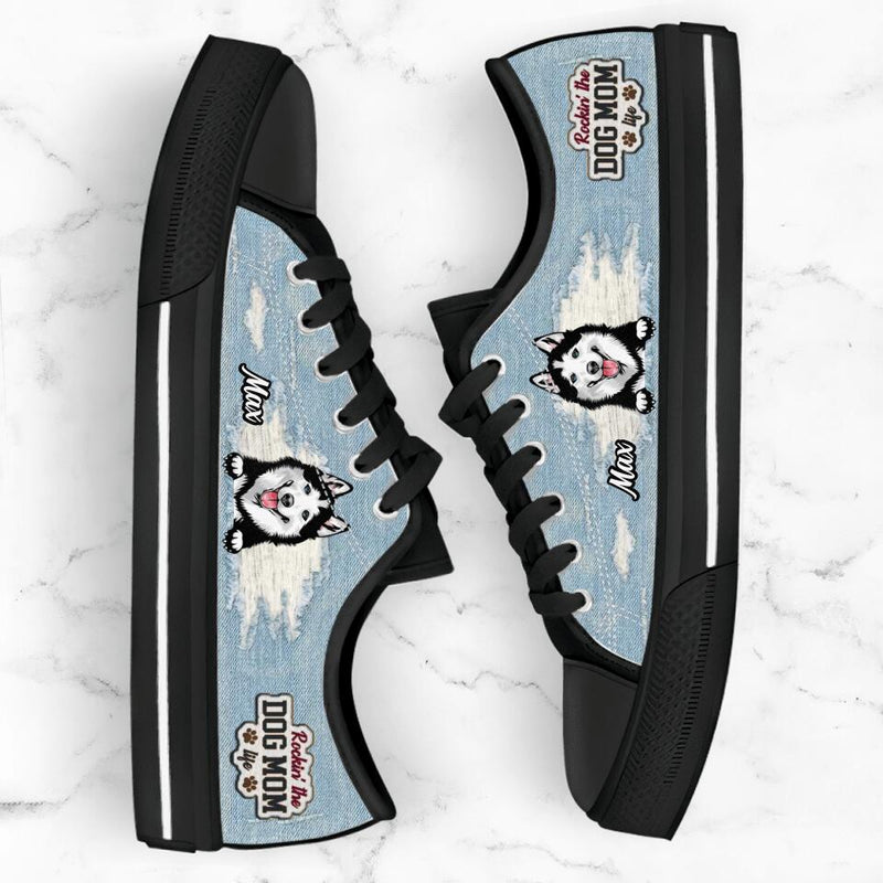 Personalized Dog Mom Sneakers - Up to 3 Dogs - Gift Idea For Dog Lovers  - Rockin' The Dog Mom Life