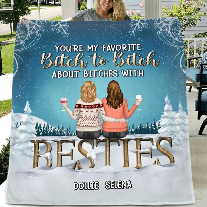 Custom Personalized Besties Pillow Cover/Fleece Blanket/ Quilt Blanket - Upto 5 Girls - Christmas Gift For Friends/ Sisters/ Besties - Here's To Another Year Of Bonding Over Alcohol