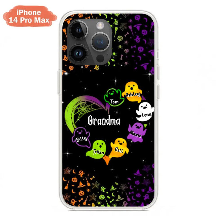 Custom Personalized Grandma and Grandkids Ghost iPhone/Samsung Case - Halloween gift for Grandma - Up to 7 Grandkids