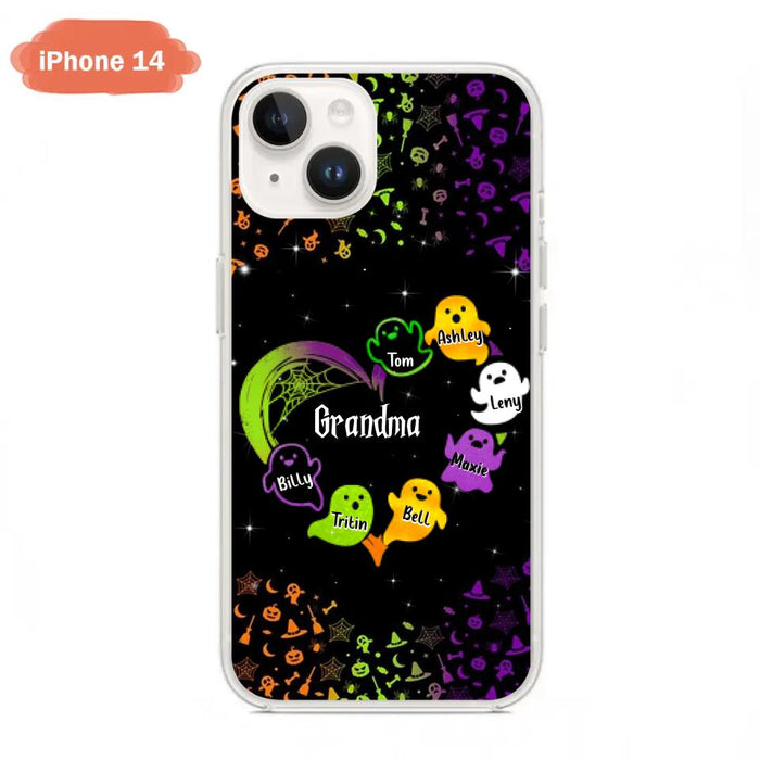 Custom Personalized Grandma and Grandkids Ghost iPhone/Samsung Case - Halloween gift for Grandma - Up to 7 Grandkids