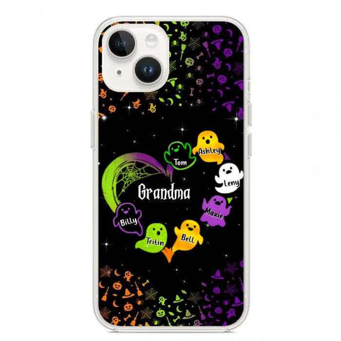 Custom Personalized Grandma and Grandkids Ghost iPhone/Samsung Case - Halloween gift for Grandma - Up to 7 Grandkids