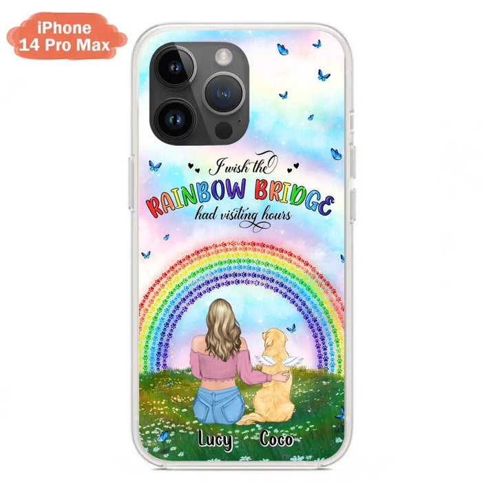 Custom Personalized Dog, Cat Memorial Phone Case  - Upto 4 Pets - Memorial Gift For Dog/ Cat Lover - I Wish The Rainbow Bridge Had Visiting Hours - Case For iPhone And Samsung