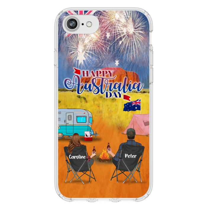 Custom Personalized Camping Happy Australia Day Phone Case - Couple/ Parents With Upto 2 Kids And 2 Pets - Gift Idea For Camping Lover - Case For iPhone And Samsung