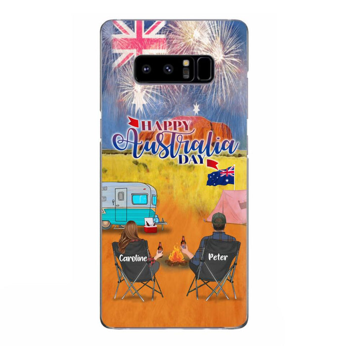 Custom Personalized Camping Happy Australia Day Phone Case - Couple/ Parents With Upto 2 Kids And 2 Pets - Gift Idea For Camping Lover - Case For iPhone And Samsung