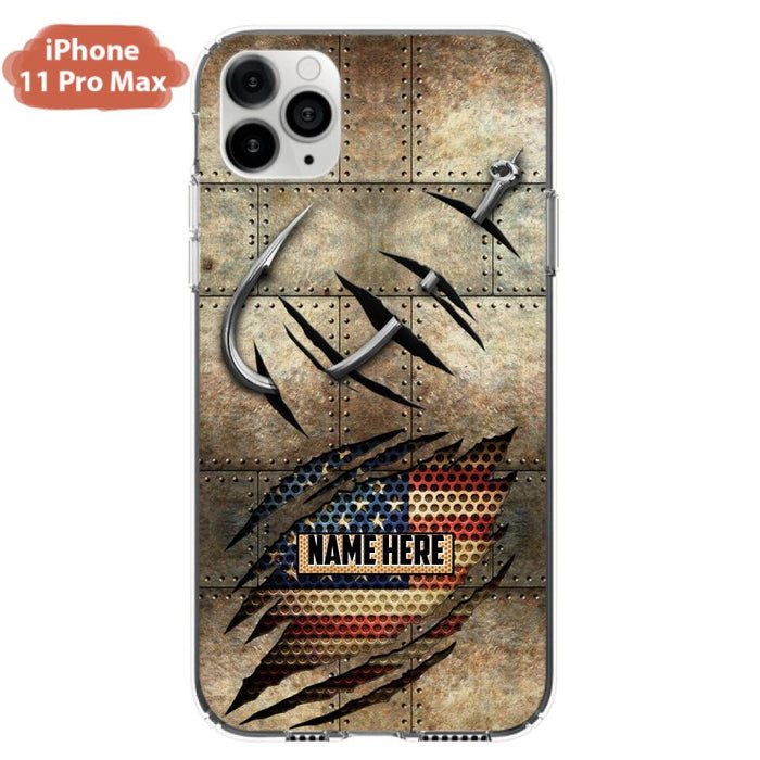 Custom Personalized Fishing America Flag Phone Case - Gift Idea For Fishing Lover - Case For iPhone And Samsung