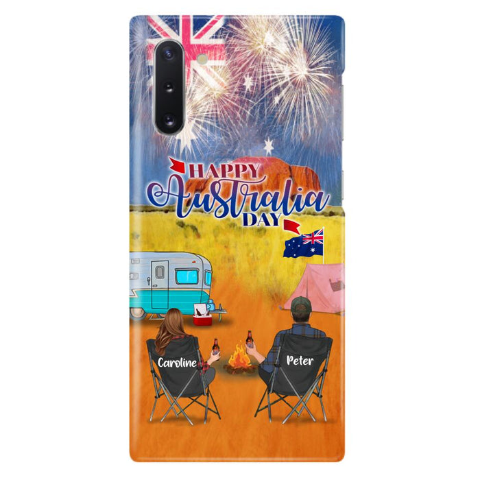 Custom Personalized Camping Happy Australia Day Phone Case - Couple/ Parents With Upto 2 Kids And 2 Pets - Gift Idea For Camping Lover - Case For iPhone And Samsung