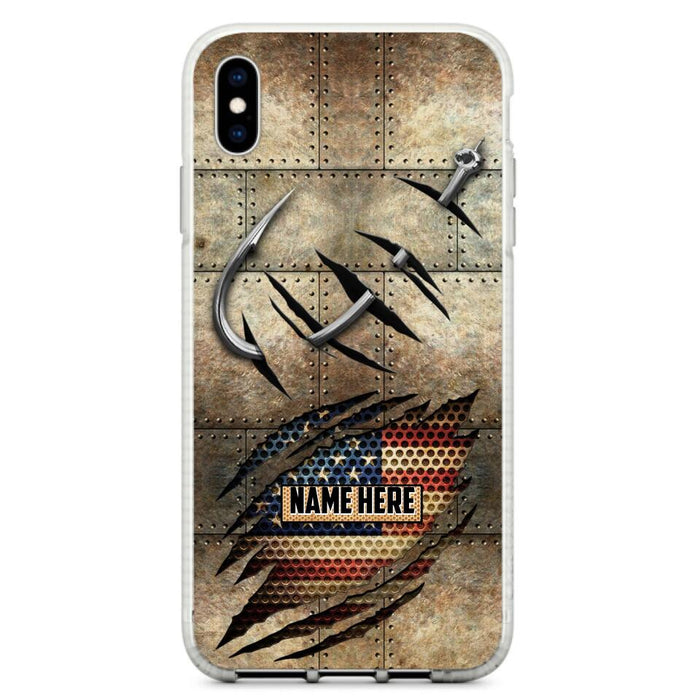 Custom Personalized Fishing America Flag Phone Case - Gift Idea For Fishing Lover - Case For iPhone And Samsung