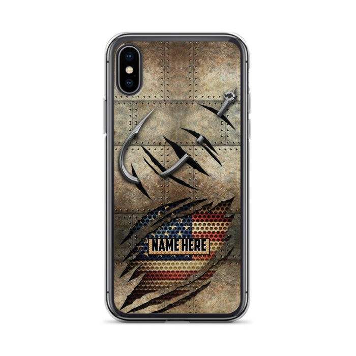 Custom Personalized Fishing America Flag Phone Case - Gift Idea For Fishing Lover - Case For iPhone And Samsung