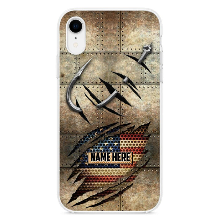 Custom Personalized Fishing America Flag Phone Case - Gift Idea For Fishing Lover - Case For iPhone And Samsung