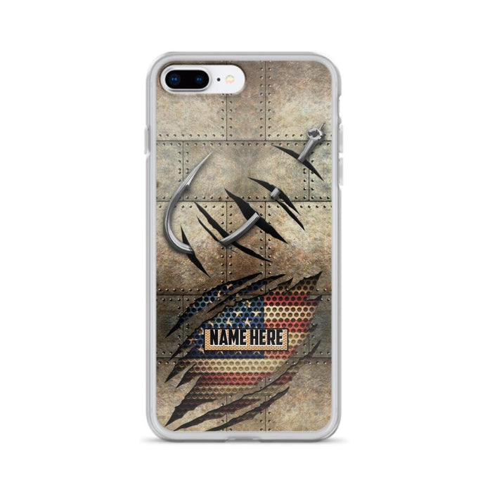 Custom Personalized Fishing America Flag Phone Case - Gift Idea For Fishing Lover - Case For iPhone And Samsung