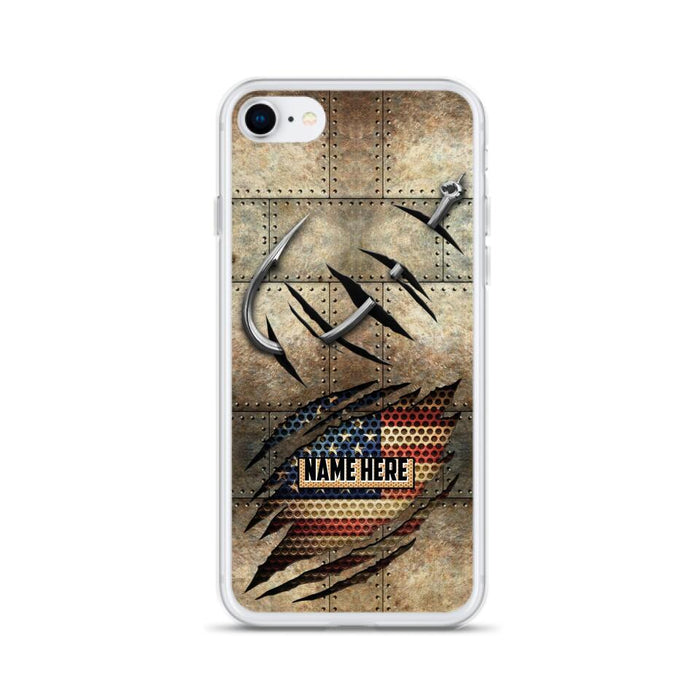 Custom Personalized Fishing America Flag Phone Case - Gift Idea For Fishing Lover - Case For iPhone And Samsung