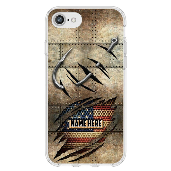 Custom Personalized Fishing America Flag Phone Case - Gift Idea For Fishing Lover - Case For iPhone And Samsung