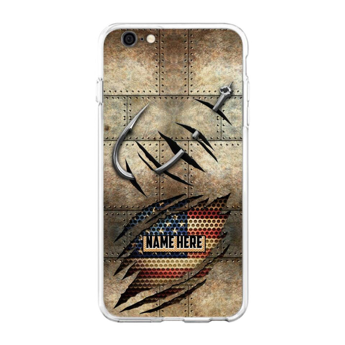 Custom Personalized Fishing America Flag Phone Case - Gift Idea For Fishing Lover - Case For iPhone And Samsung