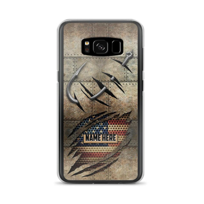 Custom Personalized Fishing America Flag Phone Case - Gift Idea For Fishing Lover - Case For iPhone And Samsung