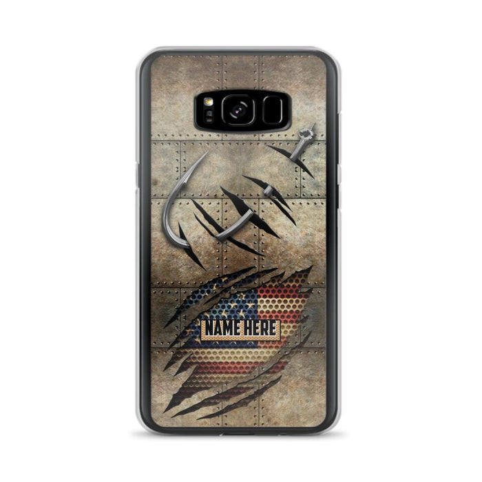 Custom Personalized Fishing America Flag Phone Case - Gift Idea For Fishing Lover - Case For iPhone And Samsung