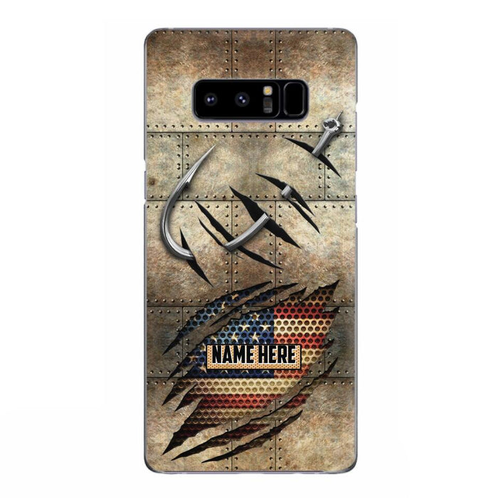 Custom Personalized Fishing America Flag Phone Case - Gift Idea For Fishing Lover - Case For iPhone And Samsung