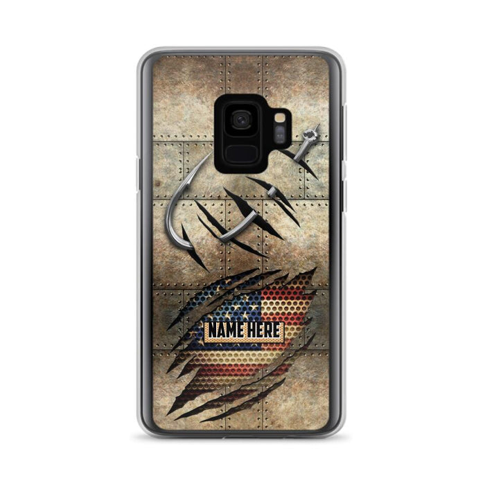 Custom Personalized Fishing America Flag Phone Case - Gift Idea For Fishing Lover - Case For iPhone And Samsung