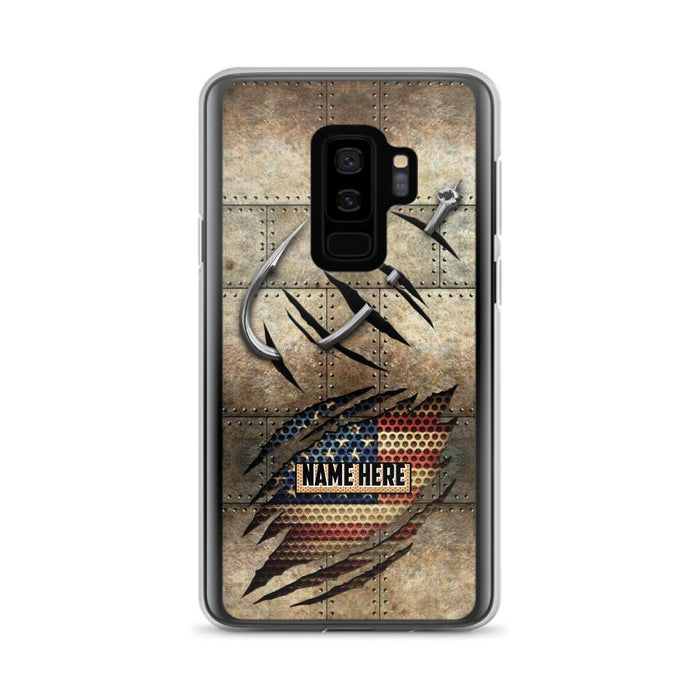 Custom Personalized Fishing America Flag Phone Case - Gift Idea For Fishing Lover - Case For iPhone And Samsung