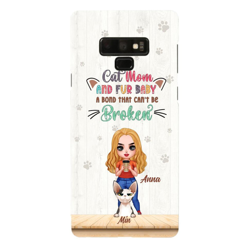 Personalized Cat Mom Chibi Phone Case - Gift Idea For Mother's Day/Cat Lovers With Up to 6 Cats - Cat Mom And Fur Baby A Bond That Can't Be Broken - Case For iPhone And Samsung