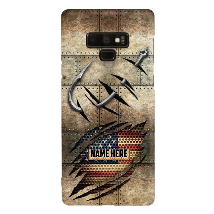 Custom Personalized Fishing America Flag Phone Case - Gift Idea For Fishing Lover - Case For iPhone And Samsung