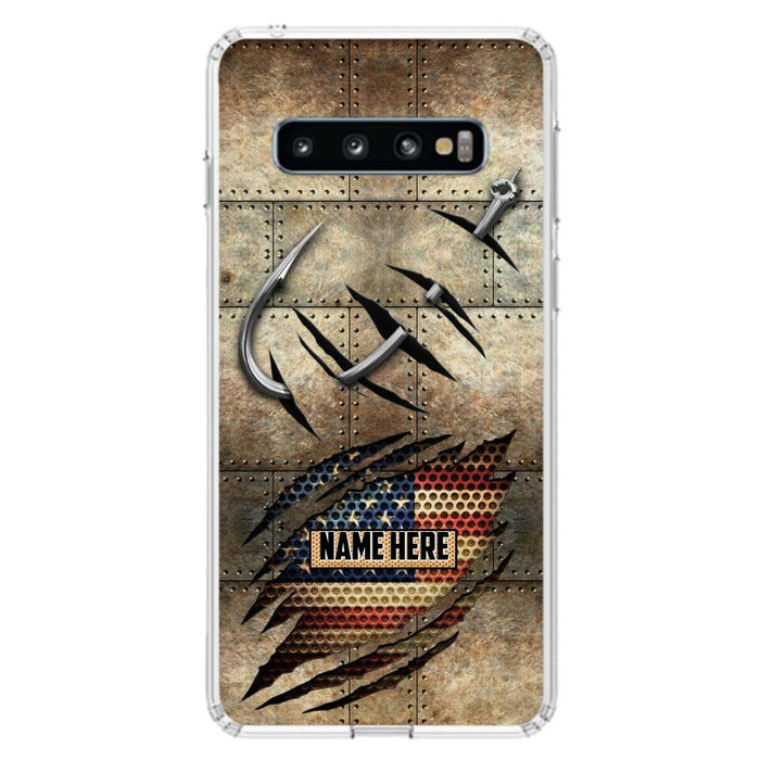 Custom Personalized Fishing America Flag Phone Case - Gift Idea For Fishing Lover - Case For iPhone And Samsung