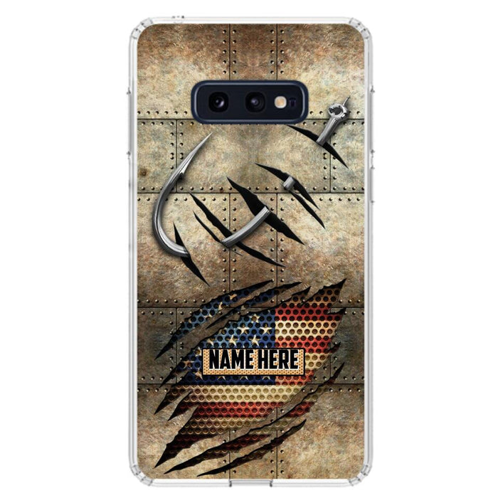 Custom Personalized Fishing America Flag Phone Case - Gift Idea For Fishing Lover - Case For iPhone And Samsung