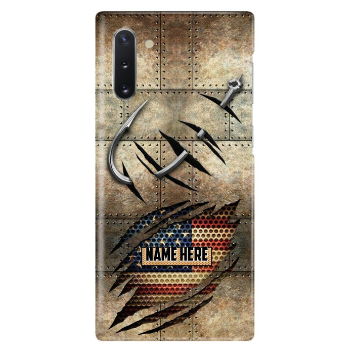 Custom Personalized Fishing America Flag Phone Case - Gift Idea For Fishing Lover - Case For iPhone And Samsung