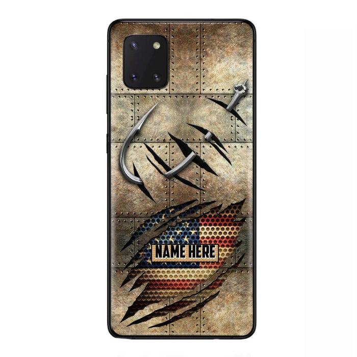 Custom Personalized Fishing America Flag Phone Case - Gift Idea For Fishing Lover - Case For iPhone And Samsung