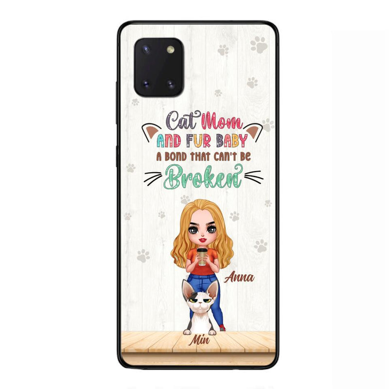 Personalized Cat Mom Chibi Phone Case - Gift Idea For Mother's Day/Cat Lovers With Up to 6 Cats - Cat Mom And Fur Baby A Bond That Can't Be Broken - Case For iPhone And Samsung