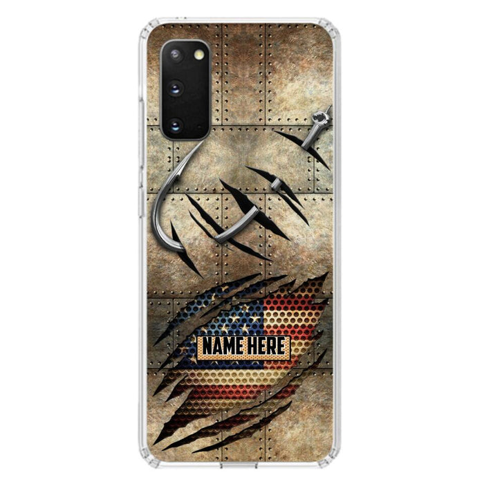 Custom Personalized Fishing America Flag Phone Case - Gift Idea For Fishing Lover - Case For iPhone And Samsung