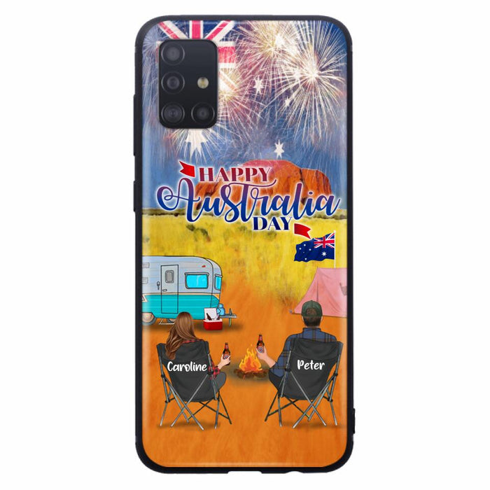 Custom Personalized Camping Happy Australia Day Phone Case - Couple/ Parents With Upto 2 Kids And 2 Pets - Gift Idea For Camping Lover - Case For iPhone And Samsung