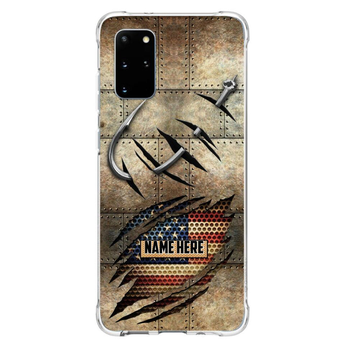 Custom Personalized Fishing America Flag Phone Case - Gift Idea For Fishing Lover - Case For iPhone And Samsung