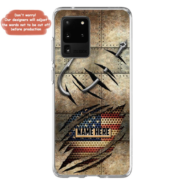 Custom Personalized Fishing America Flag Phone Case - Gift Idea For Fishing Lover - Case For iPhone And Samsung