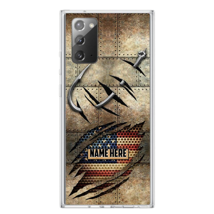 Custom Personalized Fishing America Flag Phone Case - Gift Idea For Fishing Lover - Case For iPhone And Samsung