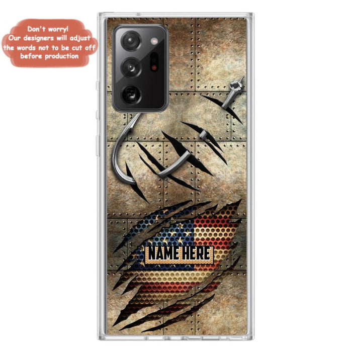 Custom Personalized Fishing America Flag Phone Case - Gift Idea For Fishing Lover - Case For iPhone And Samsung