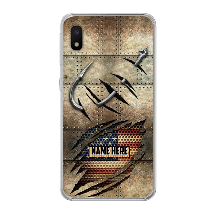 Custom Personalized Fishing America Flag Phone Case - Gift Idea For Fishing Lover - Case For iPhone And Samsung