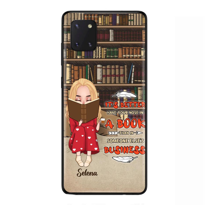 Custom Personalized Reading Chibi Girl Phone Case - Gift Idea For Reading Lover - It's Better To Have Your Nose In A Book - Case For iPhone And Samsung