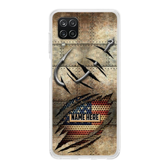 Custom Personalized Fishing America Flag Phone Case - Gift Idea For Fishing Lover - Case For iPhone And Samsung