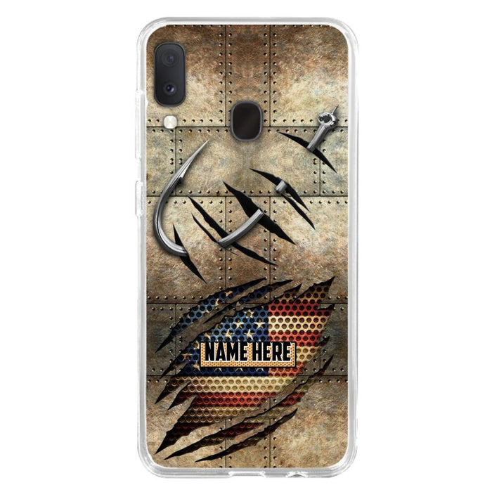 Custom Personalized Fishing America Flag Phone Case - Gift Idea For Fishing Lover - Case For iPhone And Samsung