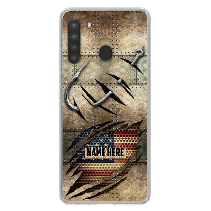 Custom Personalized Fishing America Flag Phone Case - Gift Idea For Fishing Lover - Case For iPhone And Samsung