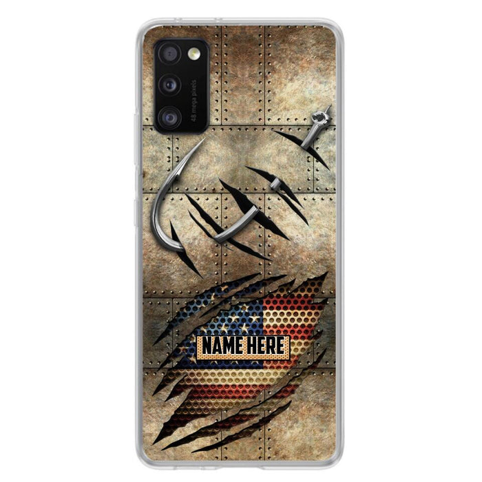 Custom Personalized Fishing America Flag Phone Case - Gift Idea For Fishing Lover - Case For iPhone And Samsung