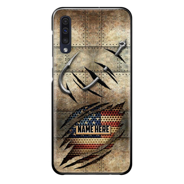 Custom Personalized Fishing America Flag Phone Case - Gift Idea For Fishing Lover - Case For iPhone And Samsung