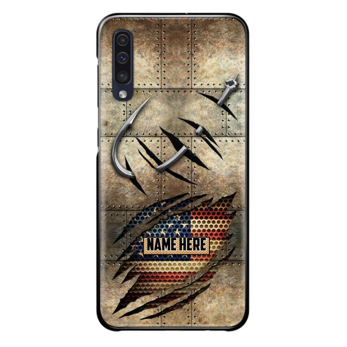 Custom Personalized Fishing America Flag Phone Case - Gift Idea For Fishing Lover - Case For iPhone And Samsung