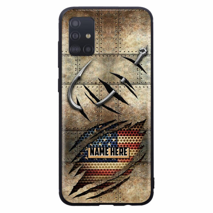 Custom Personalized Fishing America Flag Phone Case - Gift Idea For Fishing Lover - Case For iPhone And Samsung