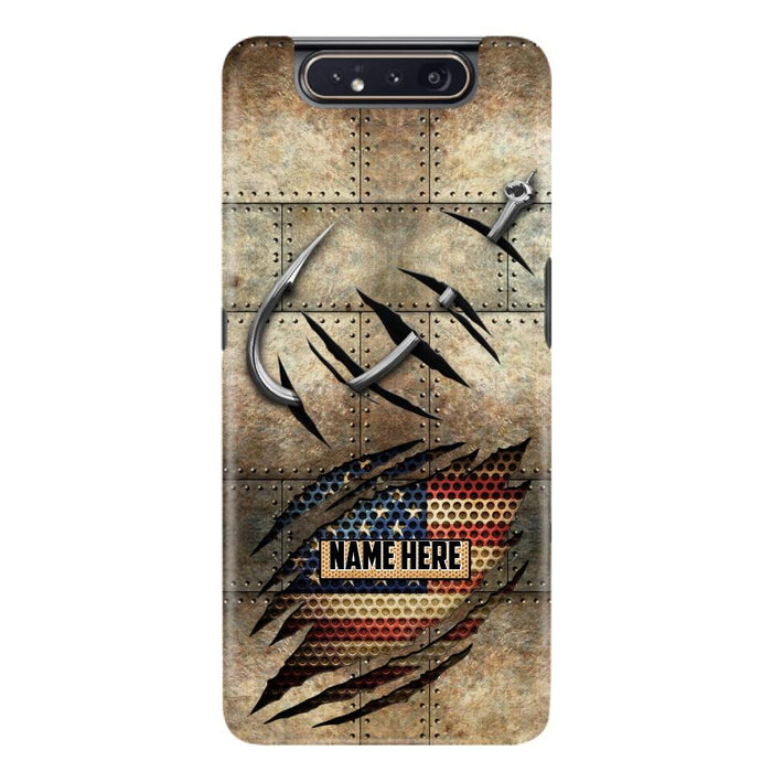 Custom Personalized Fishing America Flag Phone Case - Gift Idea For Fishing Lover - Case For iPhone And Samsung