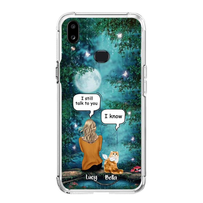 Custom Personalized Cat Memorial Phone Case - Upto 5 Cats - Best Gift For Cat Lover - I still talk to you - Case For iPhone And Samsung